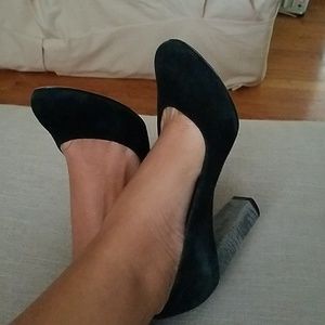 French Connection black suede pumps